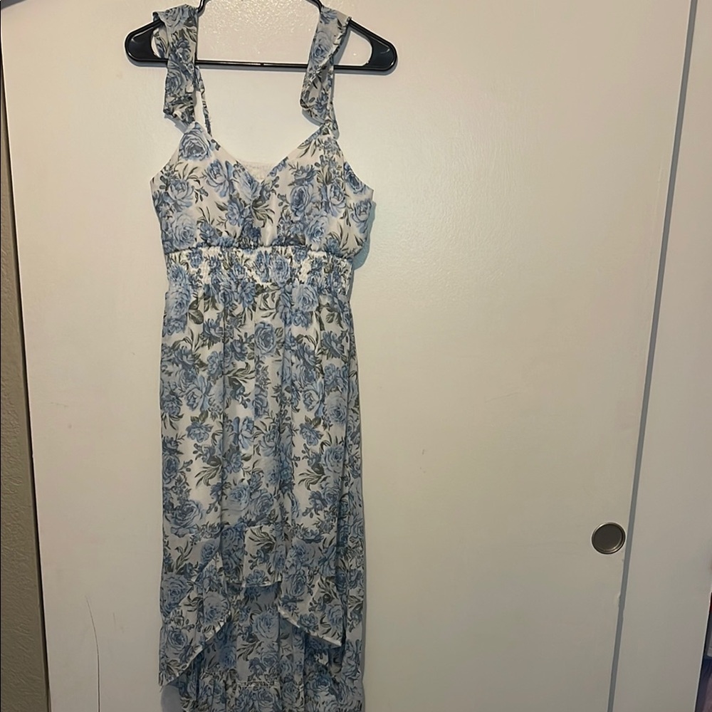 No Boundaries Blue and White High-Low Sundress